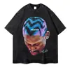 Camiseta Vintage Lavada con Logo Personalizado, Estampado Hip-Hop Streetwear Americano Transfronterizo, Camiseta de Manga Corta Estilo Ins para Hombre Tallas Grandes