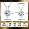 Collar de plata de ley S925 más vendido transfronterizo, joyería de moda para mujer, colgante de moissanita en forma de corazón de 2 quilates, proveedor mayorista