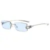 Nuevas gafas de sol cuadradas, modernas gafas de sol metálicas para mujer de estilo liso con diseño de nudo tridimensional, gafas de sol sin montura de moda para posar