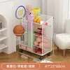 Cesta de Almacenamiento para Esterilla de Yoga, Estante de Almacenamiento para Equipo de Fitness en Casa con Ruedas, Estante de Almacenamiento tipo Sandwich para Baloncesto y Bádminton
