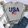 Camiseta de Verano Estampada para Hombre y Mujer con Letras USA B22-SL776