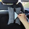 Bolsa de Lenços para Carro Pied-de-poule bolsa de lenços para carro pendurada bolsa de papel para carro armazenamento no encosto do banco caixa de lenços de armazenamento