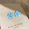 Aretes de Flor Pastel con Colgante, Plata, Flor Fresca Esmaltada, Perla, Estilo Dulce, Moda, Elegantes para Mujer