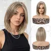 Peluca de Fibra Sintética Nueva Transfronteriza para Mujer, Peluca Completa de Verano, Peinado Bob Natural Realista, Raya en Medio, Peluca Completa Rejuvenecedora