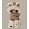 Chapéus de Outono e Inverno para Mulheres, Conjunto Completo de Cachecol, Chapéu e Luvas de Três Peças, Estilo Coreano Fofo Aconchegante Bordado Chapéu Quente