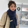 Bufanda de Invierno Otoñal de Color Puro Estilo Coreano para Mujer 2024 Flecos Forro Polar Engrosamiento Moda Versátil Estudiante Bufanda Cálida Pareja