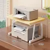 Estante de Armazenamento para Impressora Desktop Pequena Suporte de Duas Camadas Estante de Armazenamento de Escritório Camada Dupla de Bancada Camada Camada Aumentada
