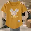 Comércio Exterior Transfronteiriço Liberação Estoque Grande Marca Etiqueta Cortada Camiseta Feminina Manga Curta Tamanho Grande Top Solto Roupa de Mãe Cobertura da Barriga