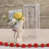 Rosa de flor artificial finalizada com caixa, buquê de crochê de lã de flor artificial tecido à mão para presente de feriado de amigos