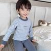 Traje de Ropa y Pantalones Gruesos de Otoño para Niños de De Terciopelo Sin Huesos Top de Cuello Ropa Interior Térmica Ropa Interior Bloque de Color Ropa para el Hogar para Niños y Niñas