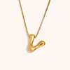 Collar de Diseño de Nicho de Moda Transfronterizo Ins Europeo y Americano Acero Inoxidable Chapado en Oro de 18 Quilates Collar con Letras de Burbuja de Alta Gama para Mujer