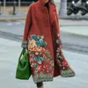 2026 Nuevo Cruce de Fronteras Europeo y Americano Otoño Comercio Exterior Ropa de Mujer Amazon Abrigo Largo con Solapas de Lana Estampado de Talla Grande