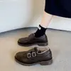 3 Zapatos de Tacón Grueso de Hada Hebilla Primavera Otoño Francés Nuevo Casual Bajos Pequeños Zapatos de Cuero Estilo Tacón de Mujer Zapatos de Una Sola Pieza 2026 Pares Centímetros