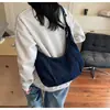 Bolso de Lona de Mezclilla Estilo Retro Perezoso para Mujer Nuevo de Gran Capacidad Bolso Tote para Viajes Diarios Ligero Versátil Bolso de Hombro Cruzado