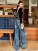 Jeans retos com lavagem retrô para mulheres, nova coleção outono 2026, corte solto, emagrecedor, versátil, com caimento fluido e design de perna larga, comprimento até o chão