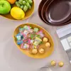 Cuencos y Platos Ovalados con Textura de Madera, Platos para Frutas, Platos para Dulces, Ventas Directas de Fábrica, Estilos Multifuncionales de Doble Propósito para Frutas y Verduras