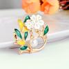 Acessórios de estilo coreano criativos novos alfinetes ocos folhas folhas verdes flores broche de pérolas senhoras colocação elegante