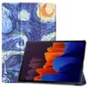 Para Galaxy Tab S7 T870 T875 Funda Plana de Cuero Plegable en Tres Partes Pintada Funda de 12.4