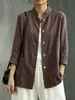 Chaqueta de algodón y lino con cuello mao estilo chino nuevo transfronteriza para mujer, cárdigan holgado para primavera y otoño, camisa casual de manga larga en estilo chino tradicional, venta al por mayor para exportación