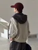 Chaqueta de Trabajo para Niños Primavera y Otoño 2026 Modelo Nuevo Chaqueta de Otoño con Capucha para Niños Mayores, Elegante Top Dos en Uno