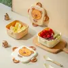 Serie Capibala Fiambrera de Plástico Fiambrera Portátil con Cuchara Fiambrera para Estudiantes Apta para Microondas Fiambrera