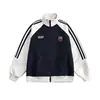 Nueva colección de otoño 2026: Sudadera cárdigan a rayas de bloques de color con cuello alto, chaqueta casual de pareja de moda de corte holgado