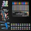 Plumas marcadoras de doble línea con contorno metálico, 8/12/24/36/48/60 Colores, Pluma de Doble Línea Zigzag, Plumas de Dibujo Mágicas con Brillo