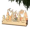 Conjunto de Porta-Velas Cena de Natal Transfronteiriça, Caixa Porta-Velas de Luz de Natal, Suporte de Madeira para Velas, Enfeites de Mesa, Decoração de Janela para Casa