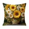 Girasol temu Amazon transfronterizo funda de almohada vintage juego de cuatro piezas para primavera y verano