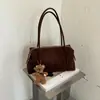Bolsa de Mão Feminina em Camurça Retrô 2026 Nova Tendência Outono Melade Versátil para o Dia a Dia Bolsa de Ombro Única