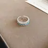 Anillo Abierto de Flor de Circonita Estilo Coreano Fresco y Elegante, Versátil y con Estilo para el Viaje Diario, Anillo para el Dedo Índice con un Toque de Lujo Ligero y de Alta Gama, Joyería para Mujer