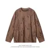 Camiseta de Manga Larga Estilo Americano para Hombre y Mujer, Cuello Redondo Holgado, Capa Base Interior, Suéter Casual con Rasgaduras T