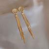Pendientes de Plata de Ley S925 Estilo Coreano Ojo de Gato Cadena Larga Pendientes de Borla Elegantes Pendientes Distintivos de Celebridad de Internet