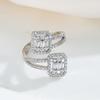 Anillo Cuadrado de Diamantes Completos Transfronterizo de Amazon Europa y América Cobre Chapado en Oro Verdadero de 18K Personalidad Atmosférico Anillo Abierto en stock