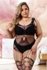 Lencería sexy de talla grande para comercio exterior, body transparente, ropa de dormir sexy y uniformes seductores, popular conjunto de red