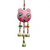 Estilo Étnico Carrillón de Viento de Cuero Hecho a Mano Decoración con Colgante de Dibujos Animados con 5 Cascabeles, Venta Directa del Fabricante