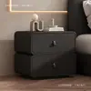 Mesa de Cabeceira Pequena Doméstica Moderna Minimalista Madeira Maciça Creme Alta Qualidade Quarto Luxo Leve Couro Instalação Armazenamento