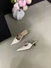 6600-6~Zapatos de Media Pantufla Baotou para Mujer para Usar Afuera 2025 Nuevos Elegantes Zapatos Mula de Tacón Alto Francés con Punta