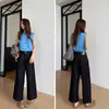 Pantalones Mágicos Versátiles~Jeans Cigarette Negros y Dorados para Mujer, Nuevo Modelo Otoño 2026, Pantalones Rectos Sueltos de Pierna Ancha Acortados