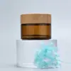 Botella de Vidrio Marrón Manchado con Tapa de Madera de Bambú Botella de Crema Botella para Crema de Ojos 5G15G30G50G100G200G