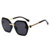 Óculos de sol femininos Nova Moda 2024 Lente transparente perna de metal marinho armação grande óculos de sol poligonais óculos europeus e americanos
