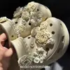 2025 Novos Acessórios para Tamancos Flor de Sapato Decoração Estéreo Flor Branca Azaleia Corrente de Pérolas Fivela de Sapato