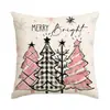 Funda de almohada de lino de Santa Claus de dibujos animados transfronteriza Funda de cojín de sofá navideño Funda de cojín con estampado navideño para el hogar