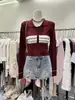 Treze Linhas Nova Versão Coreana Outono/Inverno 2024 Gola Polo Emagrecedor Versátil Suéter de Tricô Color Block Listrado