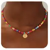 Collar de Corazón Turquesa Colorido de 26 Letras Transfronterizo Europeo y Americano, Gargantilla Elegante y Versátil