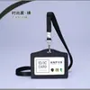 Porta-Cartões de Couro Bovino Cuidadosamente Selecionado, Porta-Crachá de Couro Genuíno, Permissão de Trabalho, Cordão para Crachá de Funcionário, Crachá Escolar de Estudante, Cartão de Refeição