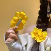 Estilo Vacaciones Junto al Mar Flor Hibber Pasador para el Cabello Accesorios para el Cabello Bohemios Amarillos de Dos Flores Pin Dulce para Flequillo Lateral