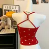 Elegante camisola de lunares con cuentas de dopamina con copas incorporadas para mujer