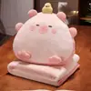 Almohada y Manta Dos en Uno para Otoño e Invierno, Almohada y Colcha Kapibara para Calentar Manos, Cojín de Oficina de Dibujos Animados de Doble Uso