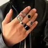 Anéis Europeus e Americanos de Venda Quente Transfronteiriça Conjunto de Anéis Crânio Escuro Aranha Anel Retrô Joias Estilo Punk Acessórios de Joias Novo